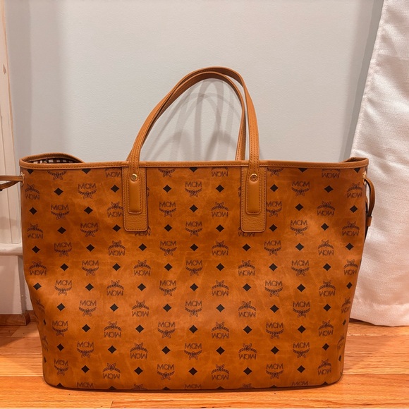 MCM Brown and Blue Tote with Pouch - Picture 5 of 7